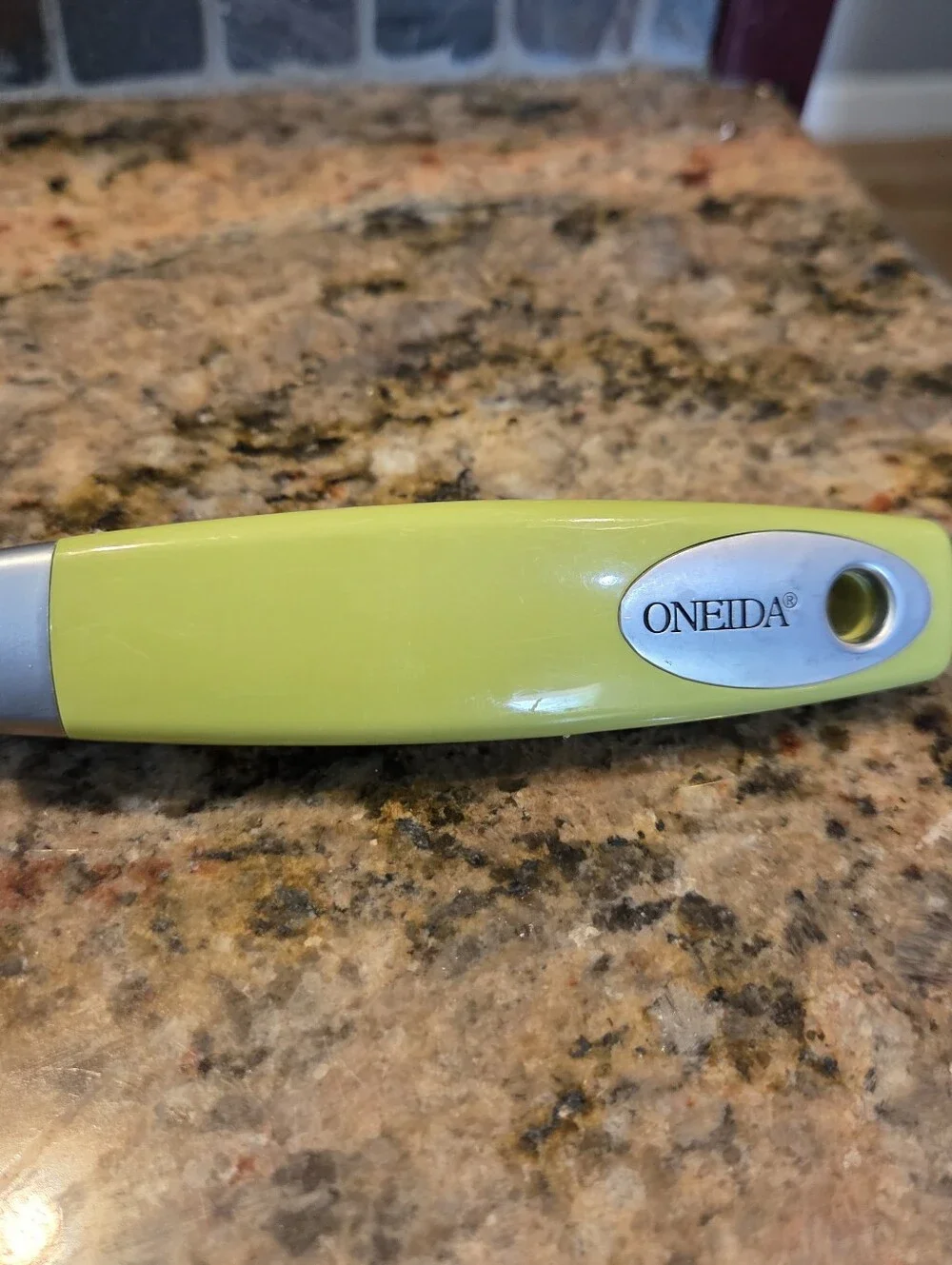 Oneida Silicone Slotted Spatula With Stainless Steel Handle Green Colorful 13